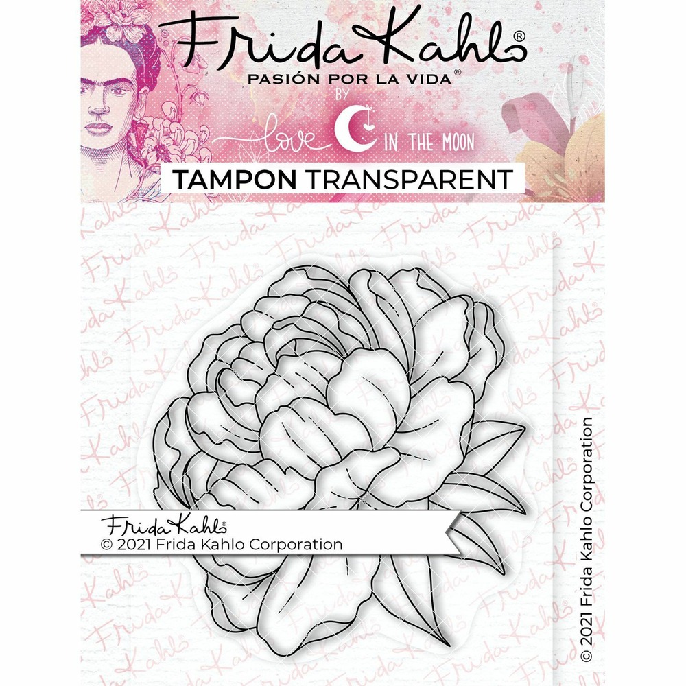 Tampon transparent - pivoine 1 - 9,5 x 6,5 cm