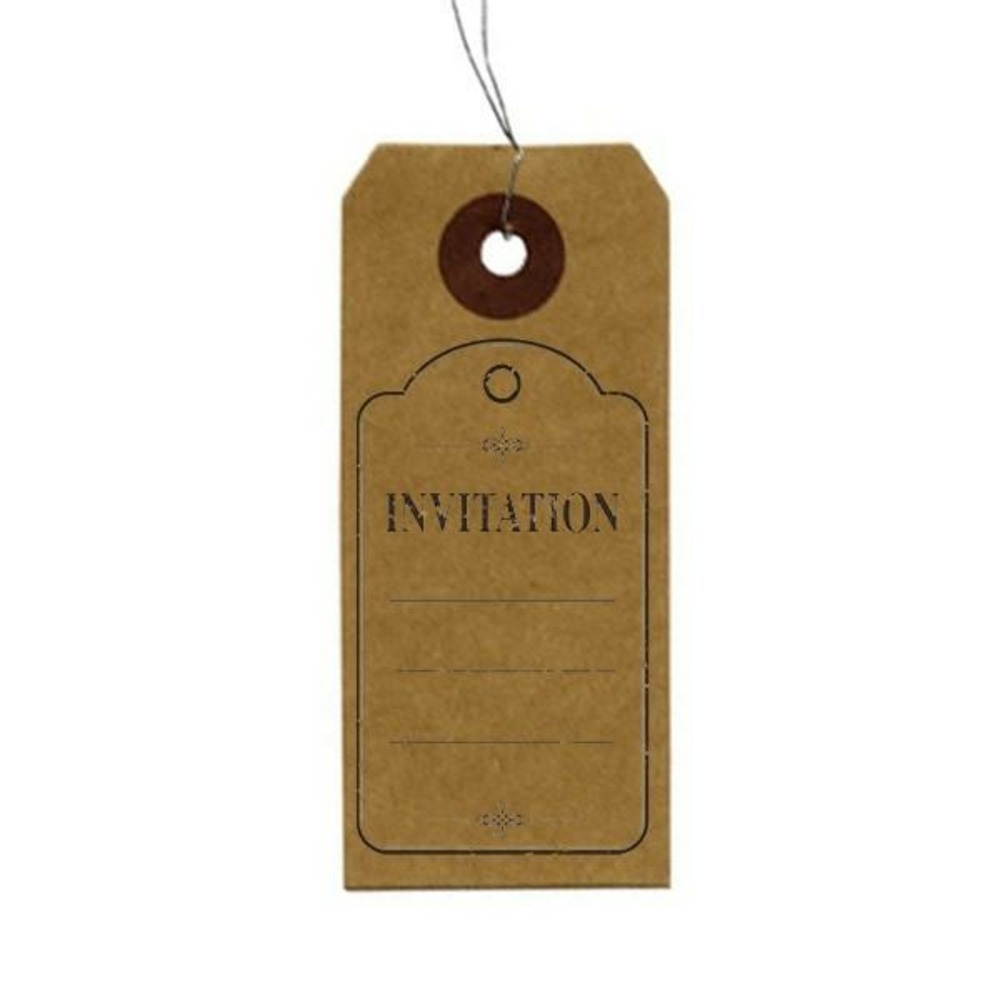 Etiquettes kraft + tampon bois invitation