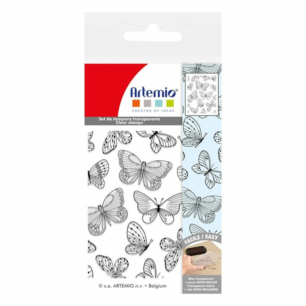 Tampon transparent - papillons 7 x 9 cm