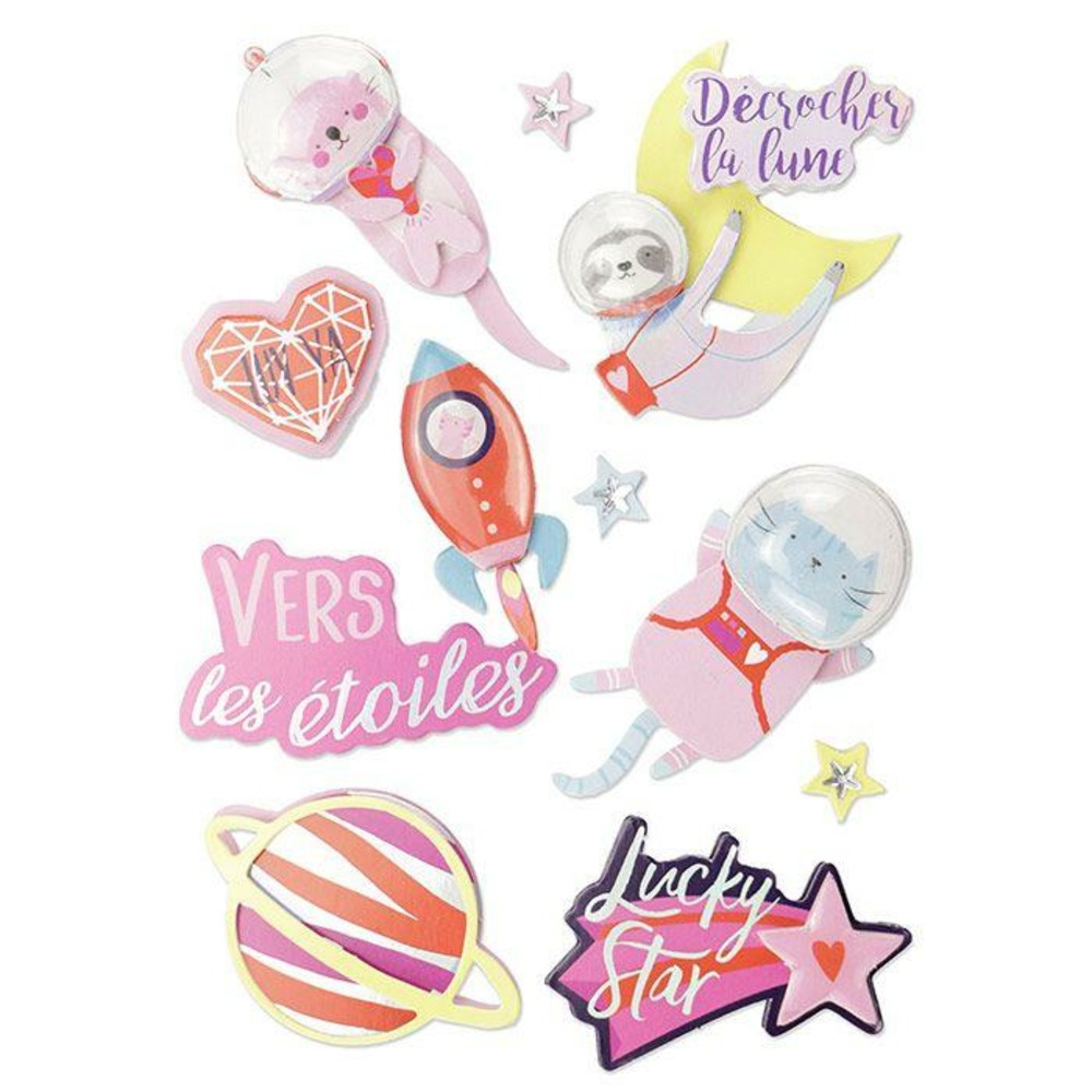 10 stickers galaxie 3d