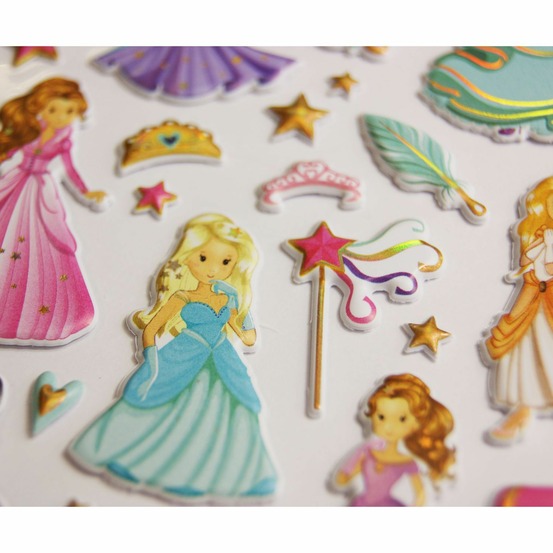 Scène à décorer pour enfants - princesse - stickers puffies