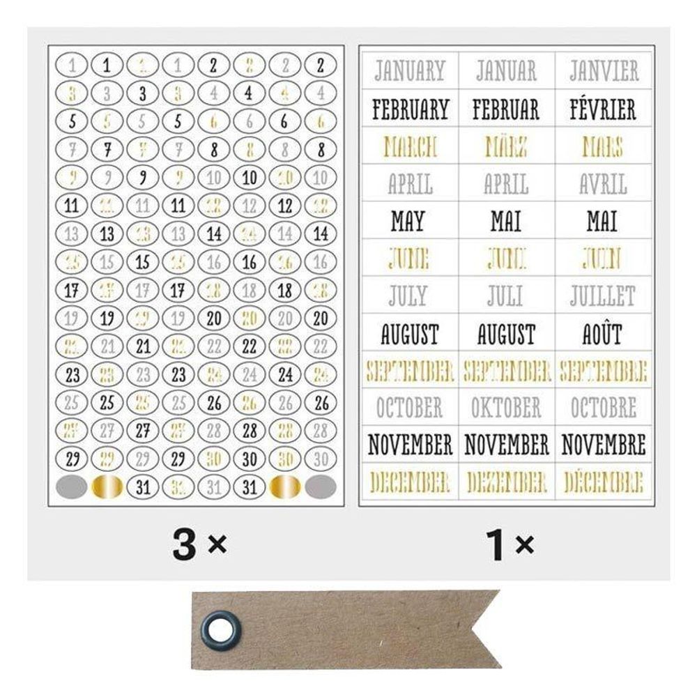 420 stickers dates bullet journal noir-gris-doré + 20 étiquettes kraft ...