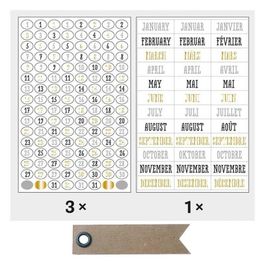 Issue Date Sticker 420 stickers dates bullet journal noir-gris-doré + 20 étiquettes kraft ...