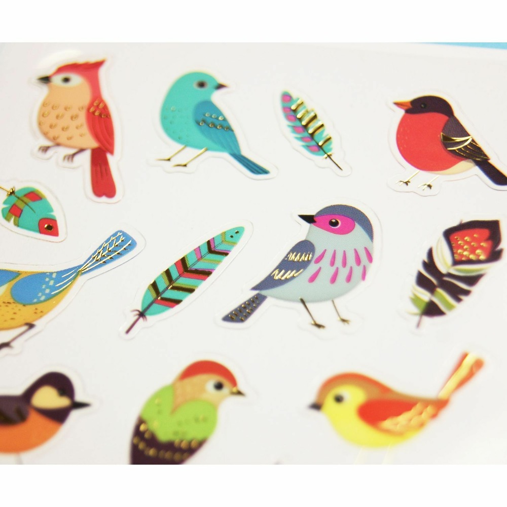 Autocollants - oiseaux colorés - 1,8 cm