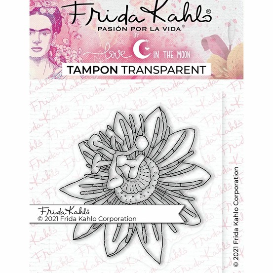 Tampon transparent - fleur passiflore 1 - 9,5 x 6,5 cm