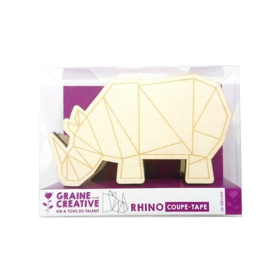 Dévidoir à rouleau adhésif rhinocéros en bois 11 cm