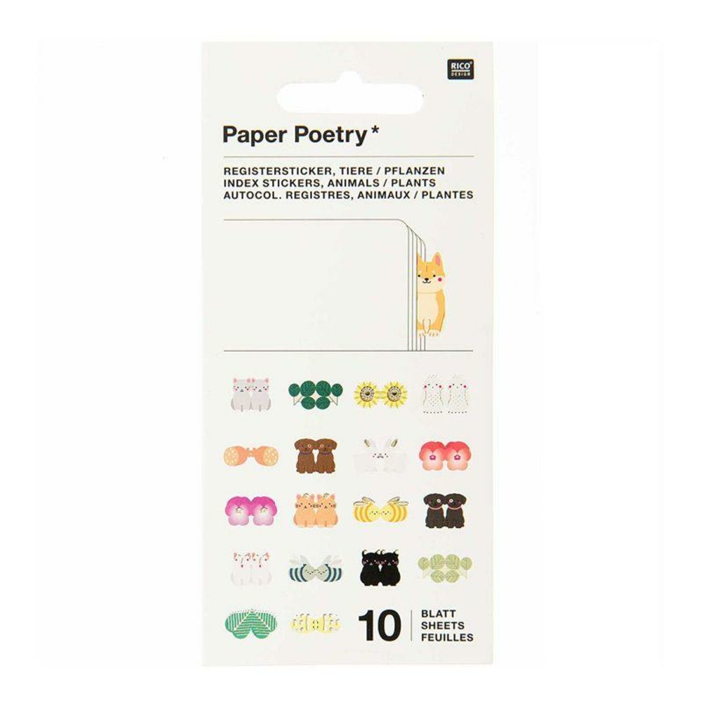 10 feuilles d'autocollants registre animaux