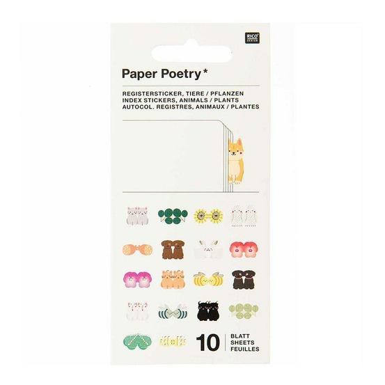 10 feuilles d'autocollants registre animaux