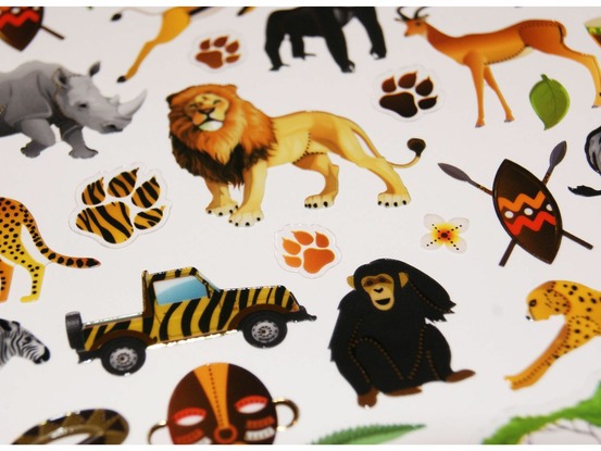 Autocollants - safari dans la savane ! - dorures