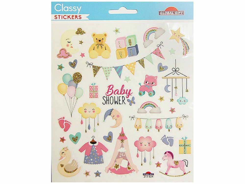 Autocollants - naissance fille - paillettes