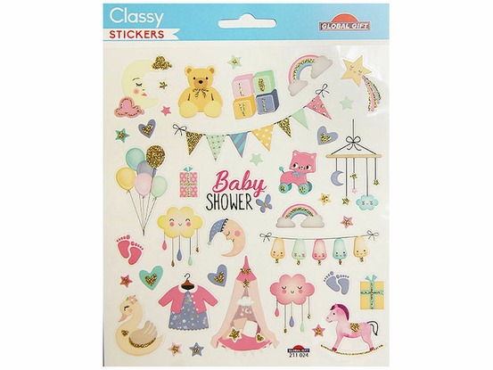 Autocollants - naissance fille - paillettes