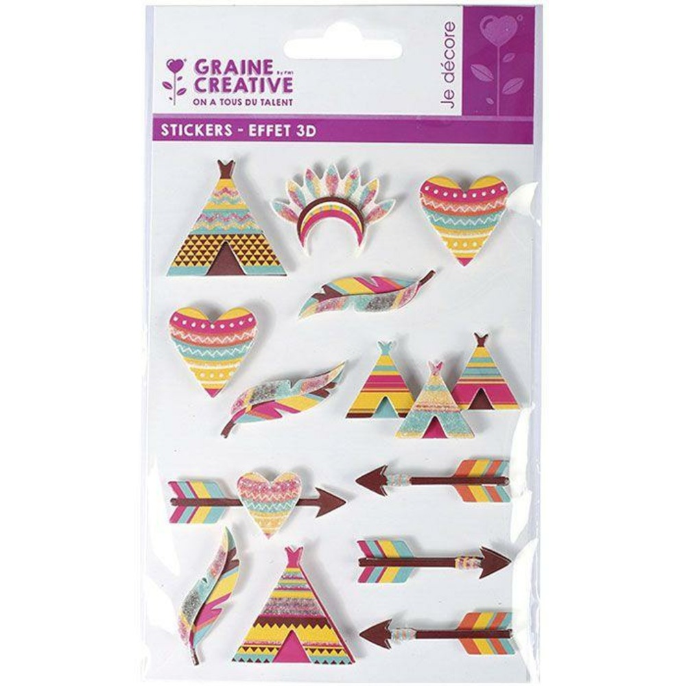 13 stickers 3d - indiens 5 cm