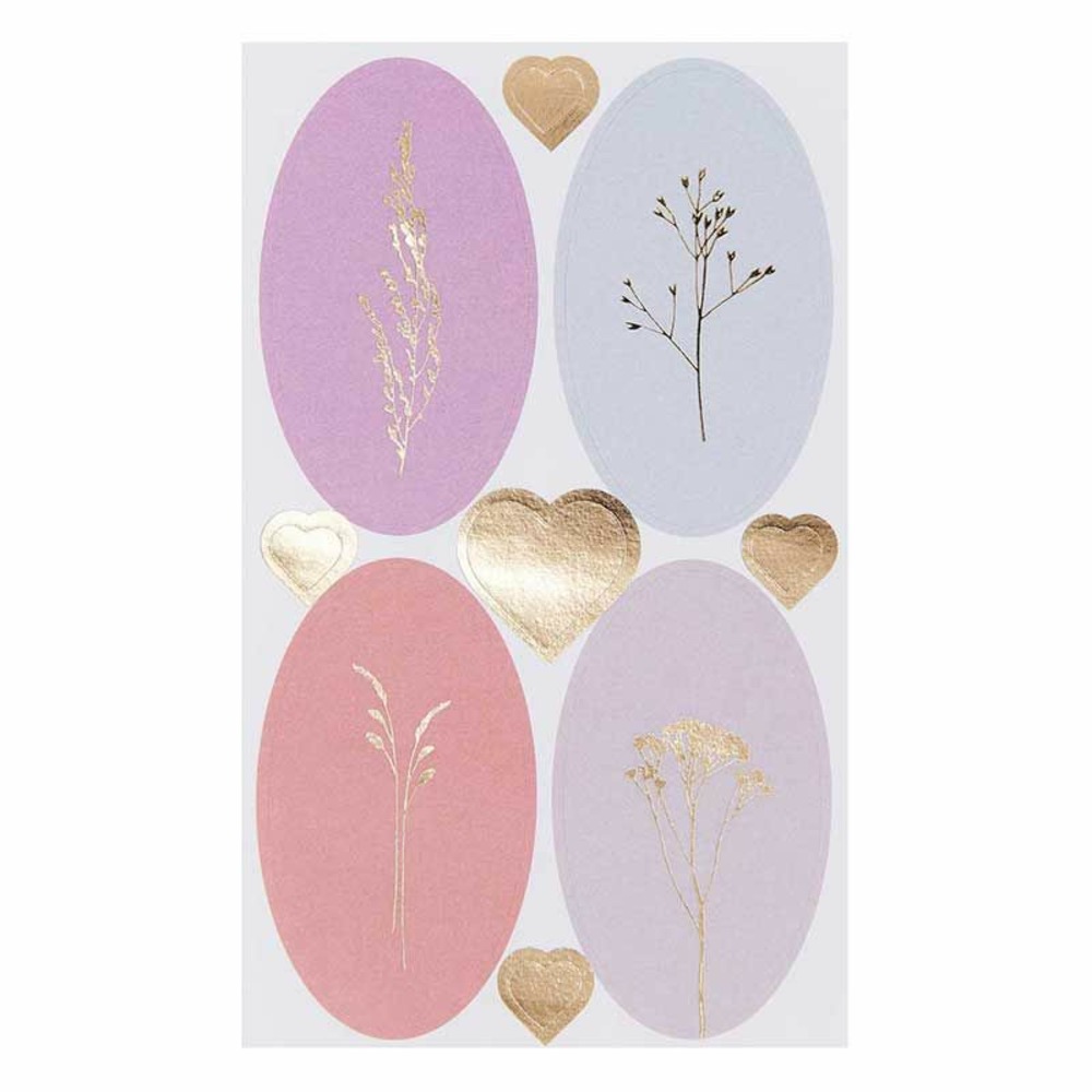 Stickers ovales aux motifs floraux pastel - 36 pièces