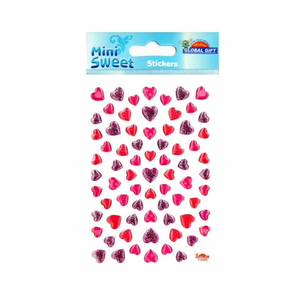 Autocollants - coeurs paillettes rose - époxy transparent - 2,2 cm