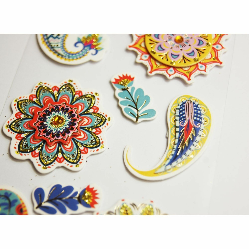 Autocollants en relief à paillettes - mandalas floraux