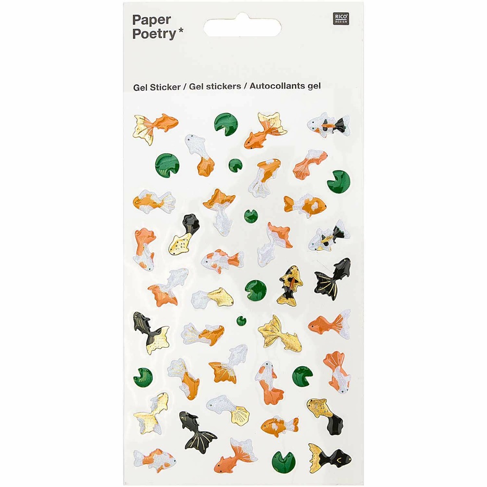 44 autocollants poissons koï - nénuphars - effet gel
