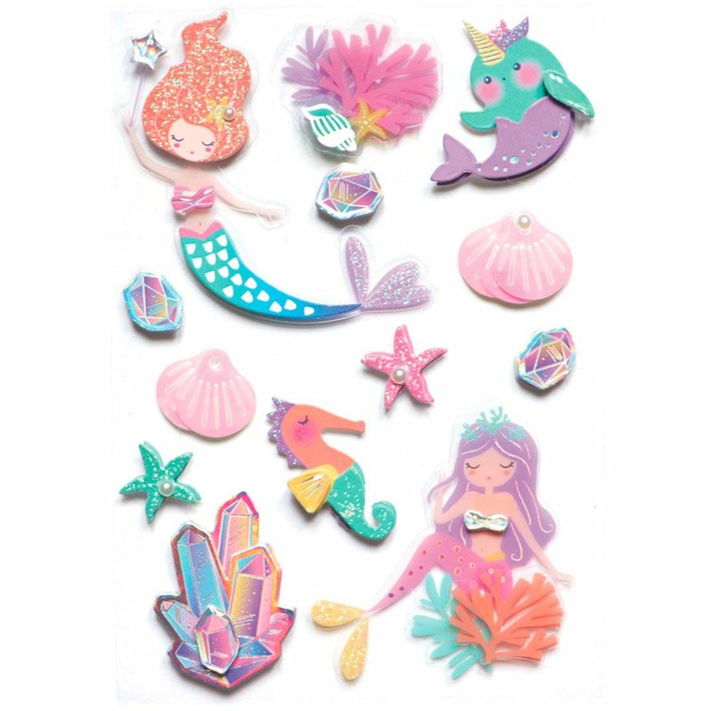 13 stickers 3d sirènes 6 cm