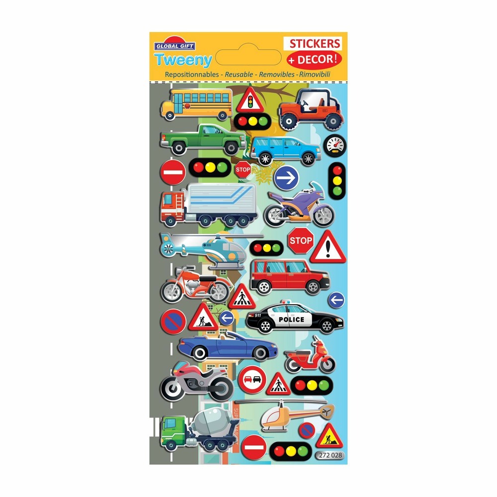 Scène à décorer pour enfants - sur la route ! - stickers puffies