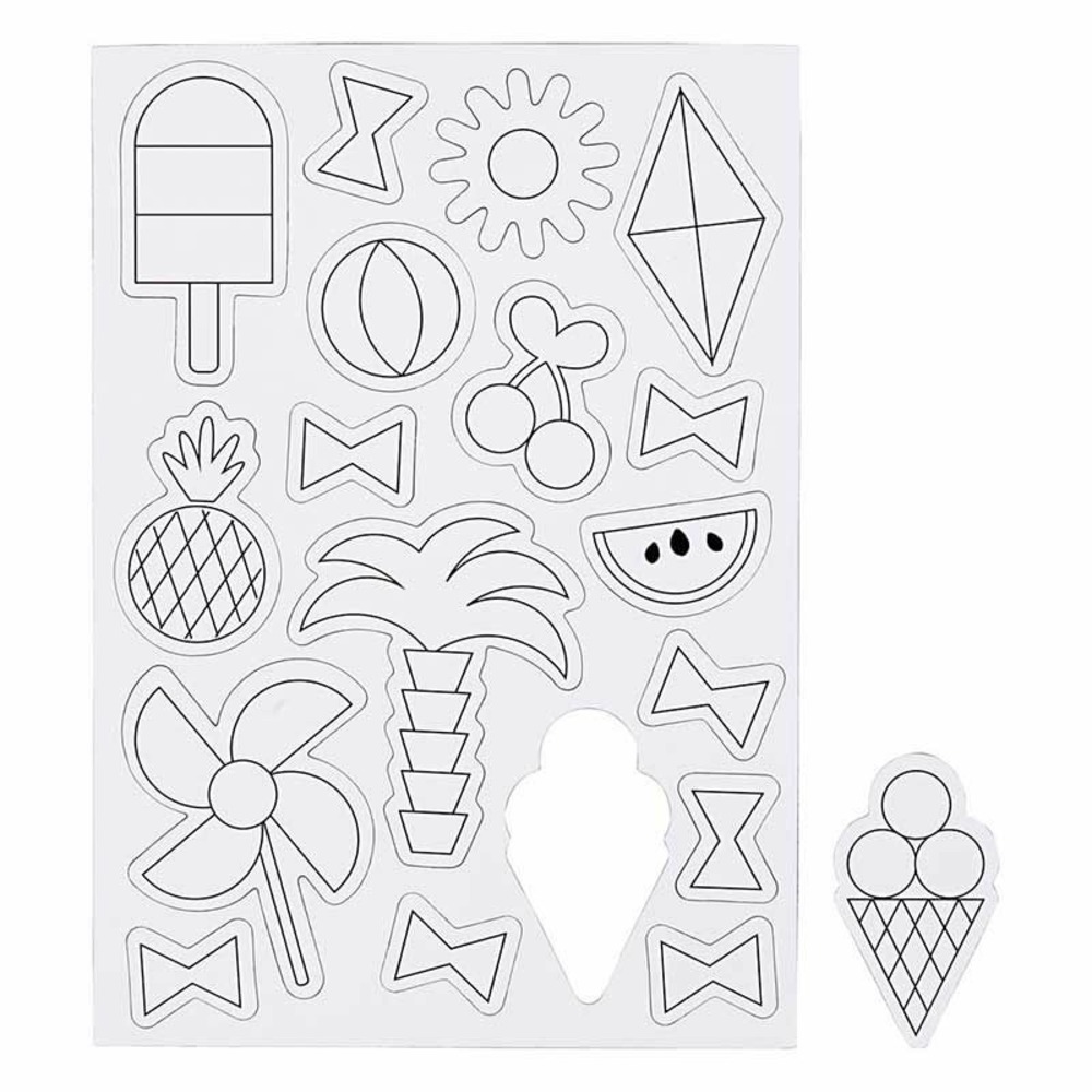 18 magnets blancs à décorer - eté