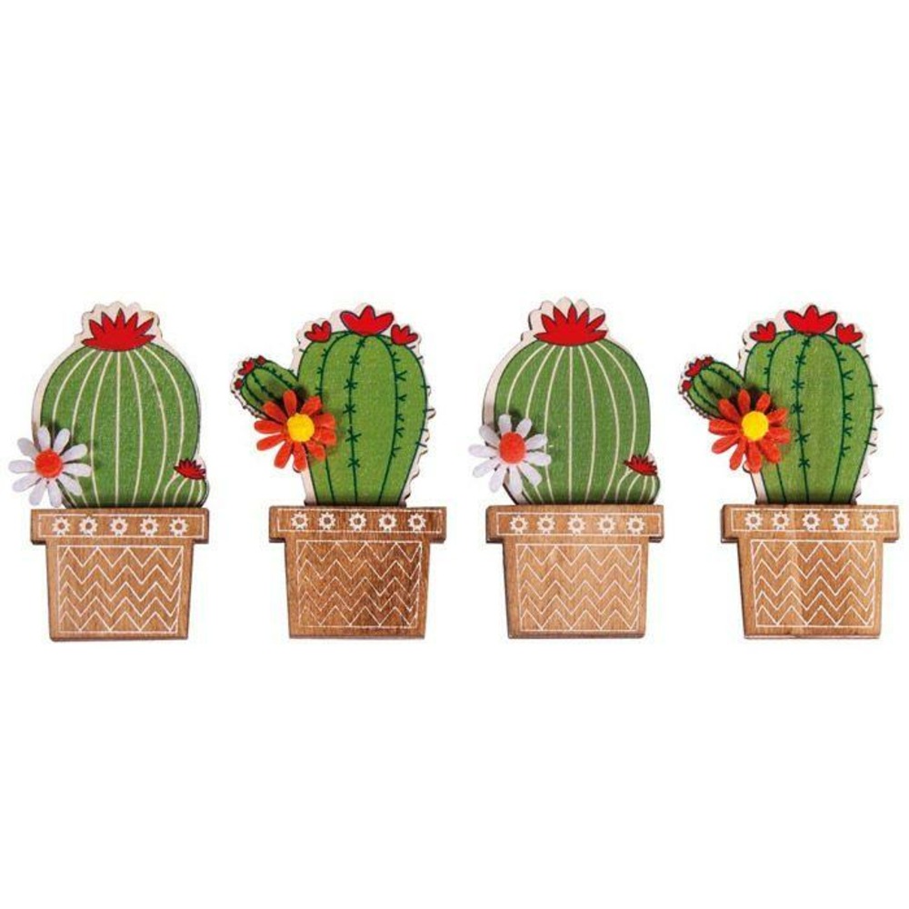 4 autocollants en bois cactus 6,1 cm