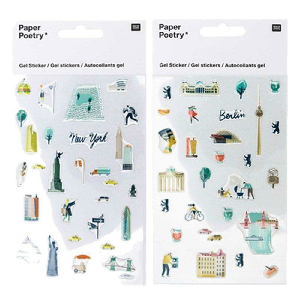 Stickers gel transparent - new-york, berlin