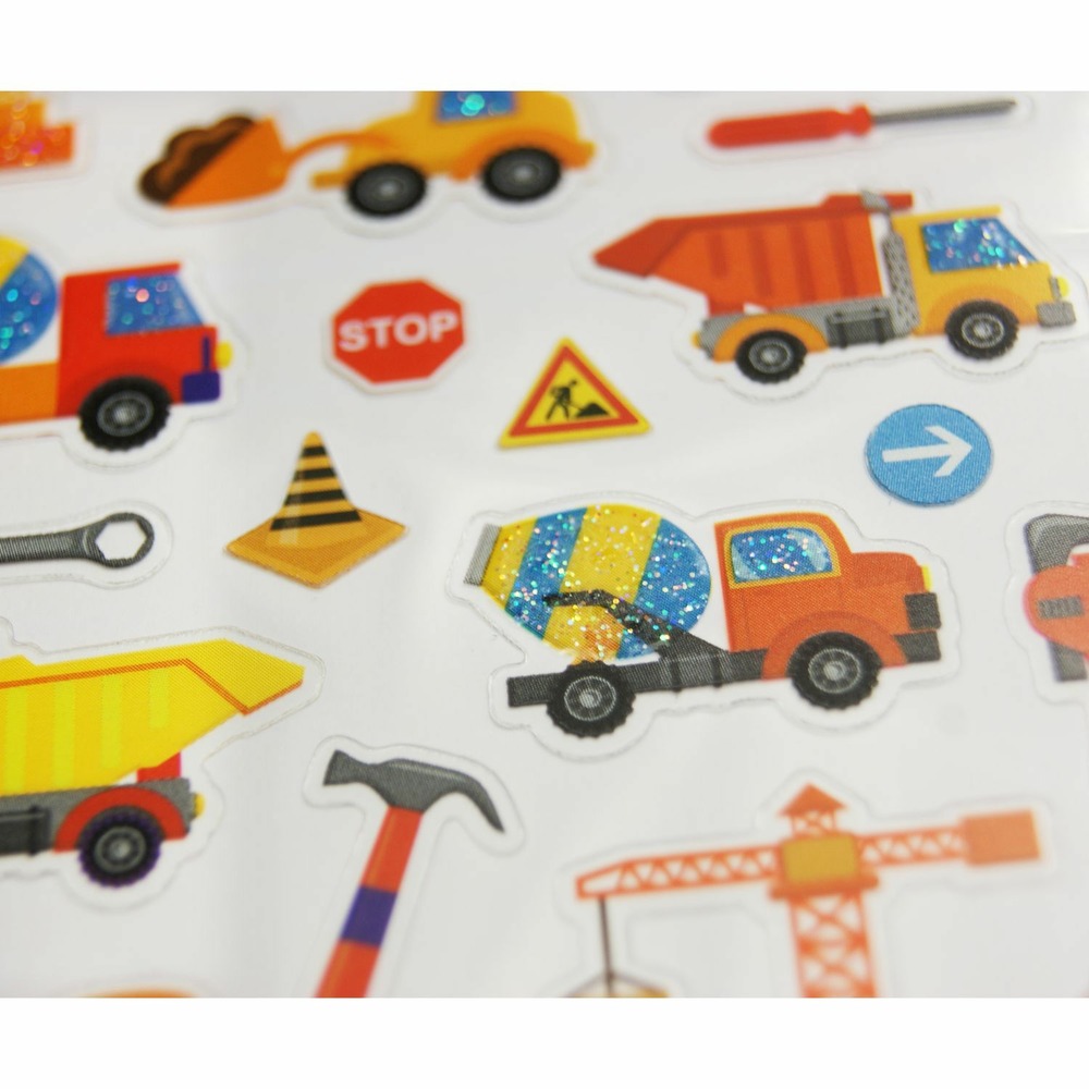 Autocollants - engins de chantier - paillettes - 1,8 cm