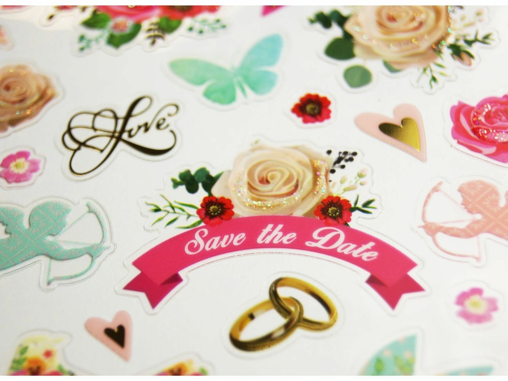 Autocollants - mariage 'save the date' - dorures et paillettes