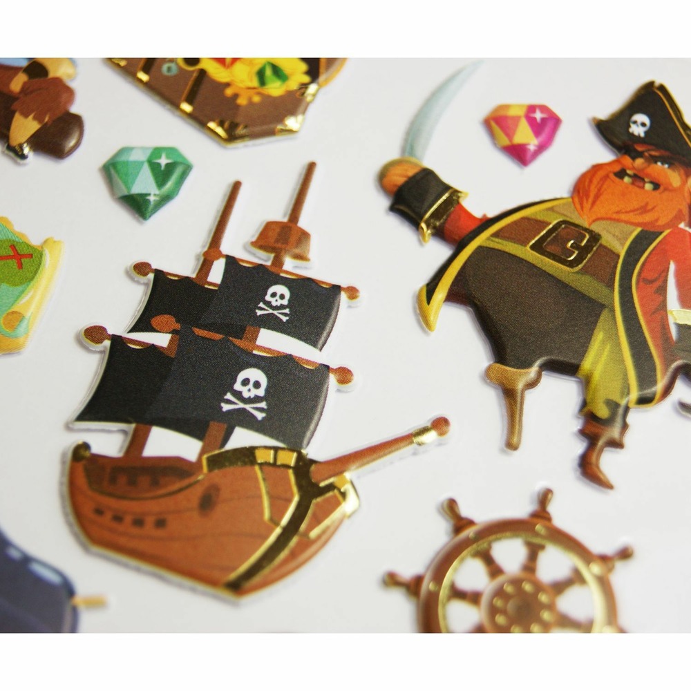Scène à décorer pour enfants - pirates - stickers puffies