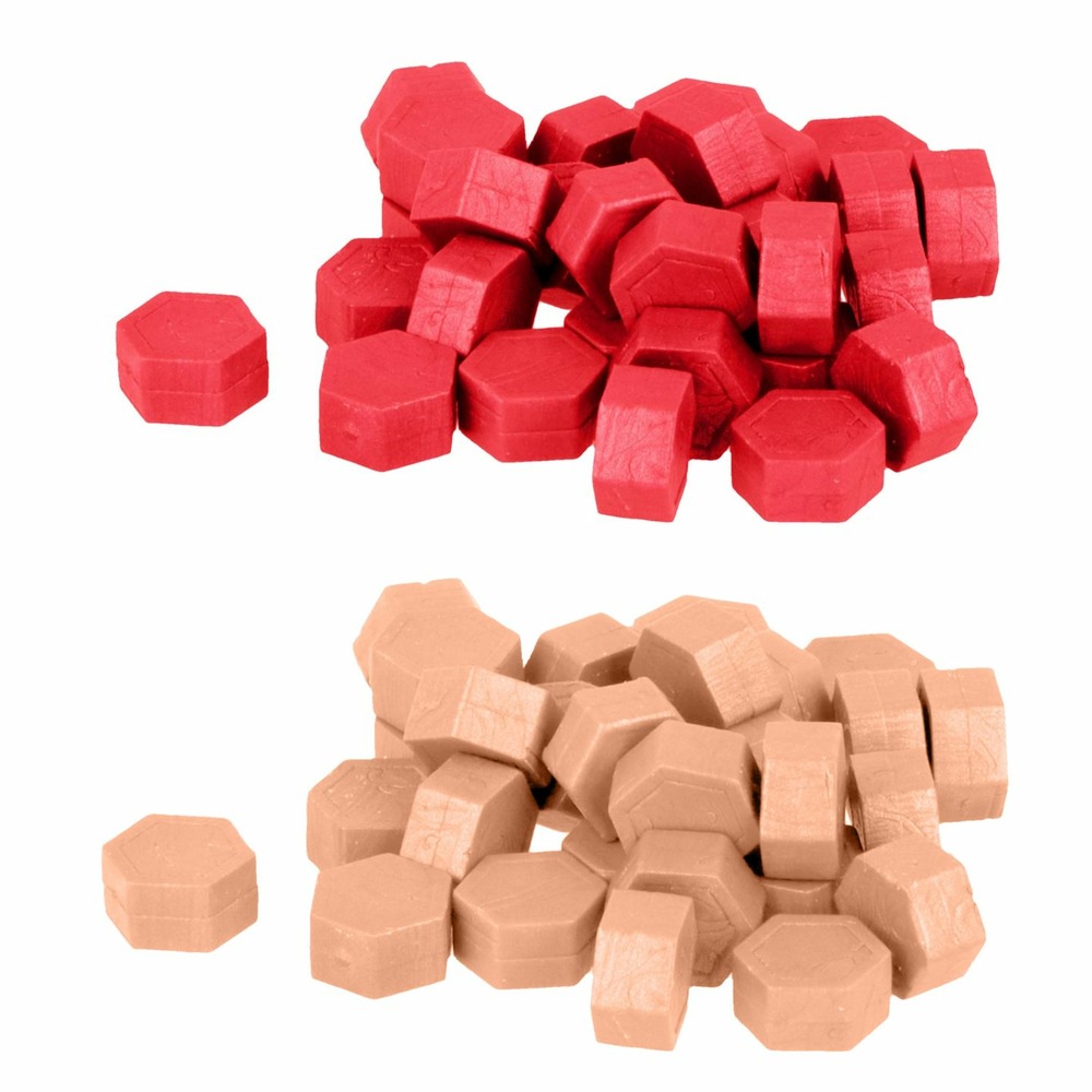 Perles de cire hexagonales - rouge + rose