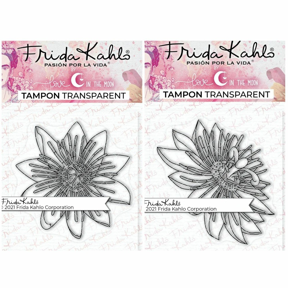 2 tampons transparents - passiflore 2 + passiflore 3 - 9,5 x 6,5 cm