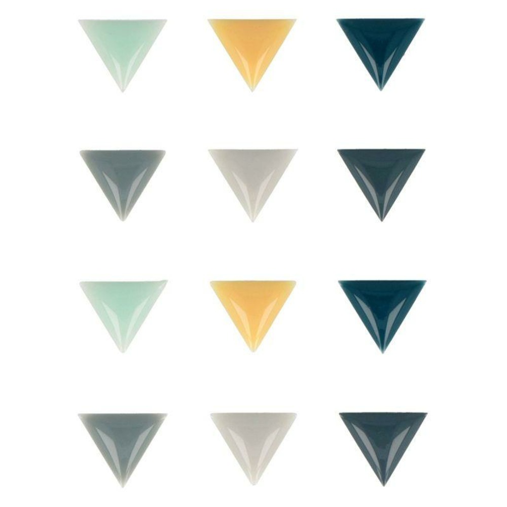 12 stickers epoxy triangles woodland