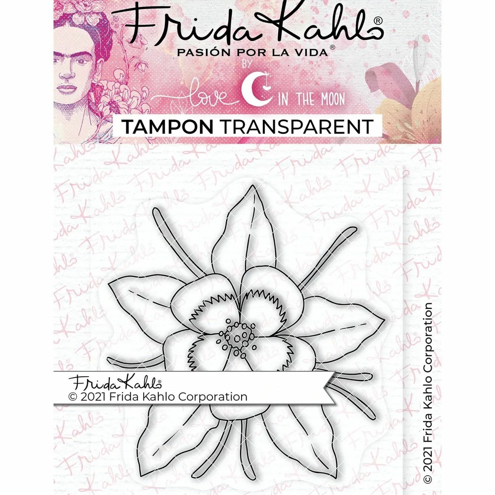Tampon transparent - fleur exotique 2 - 9,5 x 6,5 cm