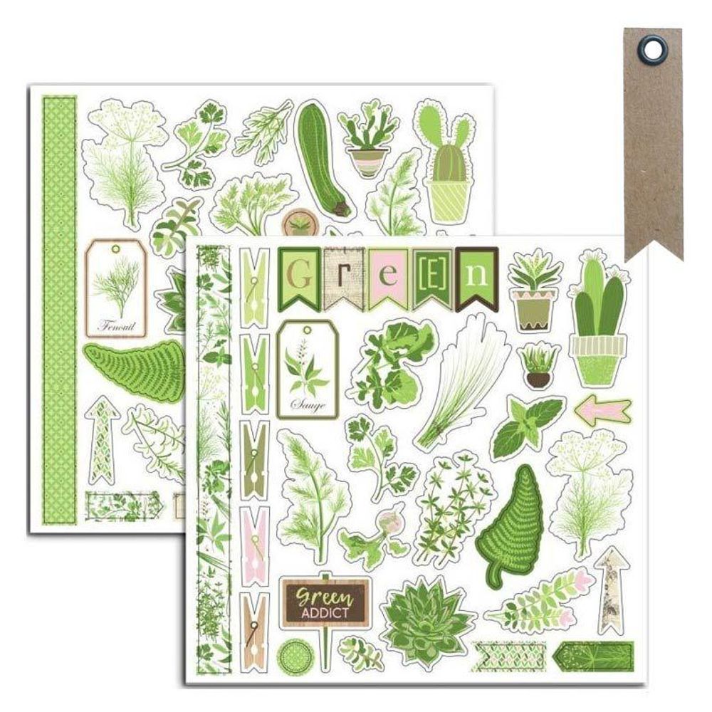 80 stickers verts potager + 20 étiquettes kraft fanion | Truffaut