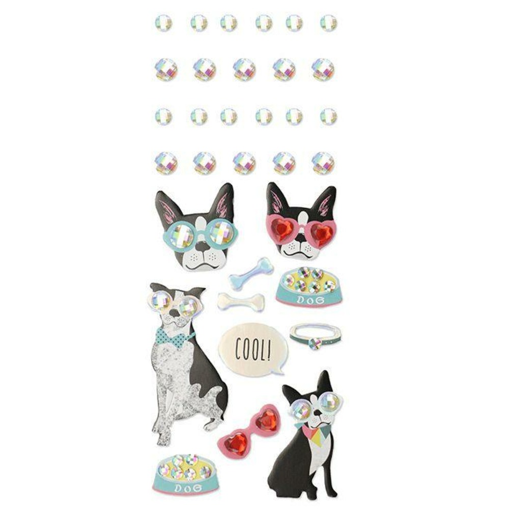 33 stickers 3d - chien à lunettes