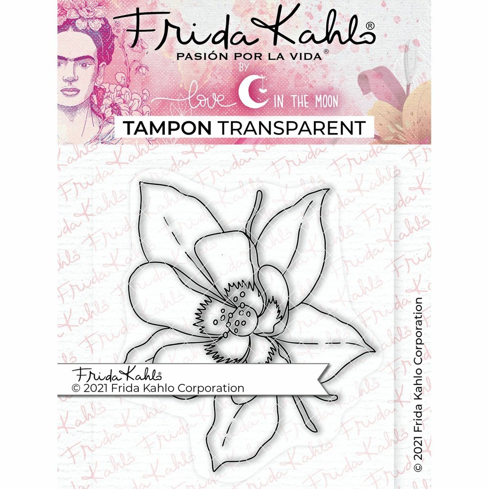 Tampon transparent - fleur exotique 3 - 9,5 x 6,5 cm