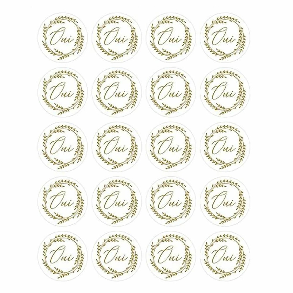 300 stickers ronds dorés oui ø 3,5 cm