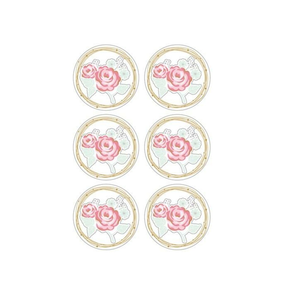 Autocollants 3d ø 4cm - rose sur fond blanc