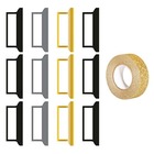 12 stickers onglets pour bullet journal noir-gris-doré + masking tape doré à paillettes