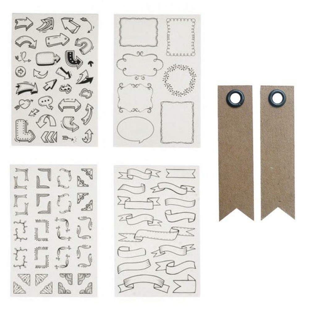 Stickers bulles et flèches pour bullet journal + 20 étiquettes kraft fanion
