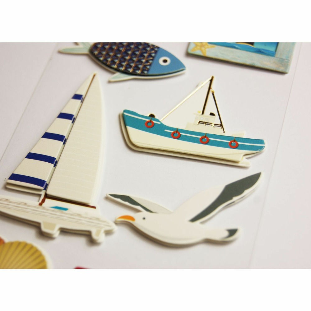 Autocollants en relief à dorures - bord de mer