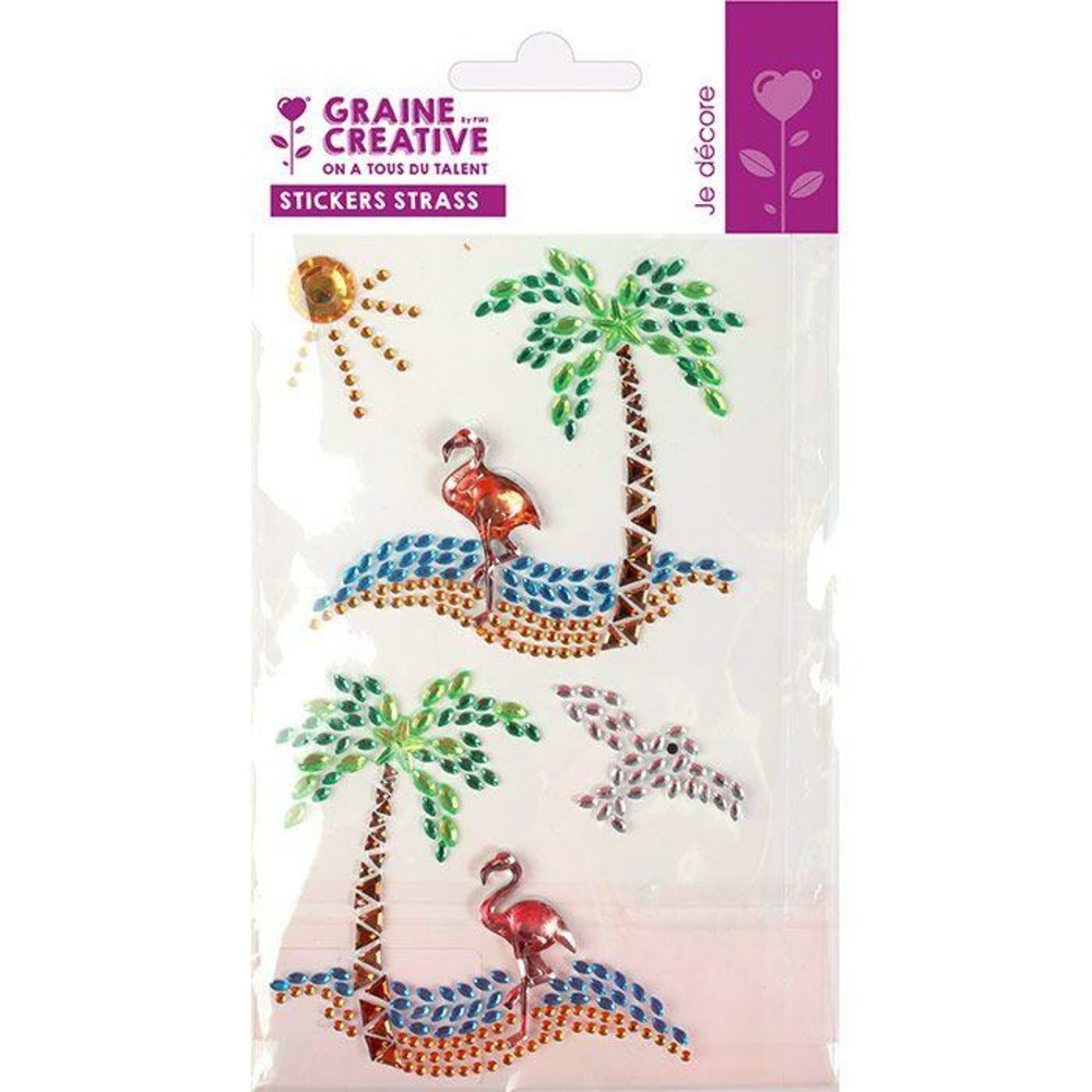 4 stickers strass 15 x 9,5 cm - ile paradisiaque