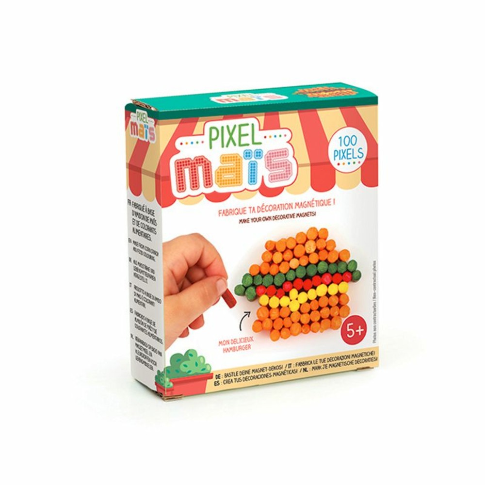 Magnet junk food en pixel maïs - hamburger