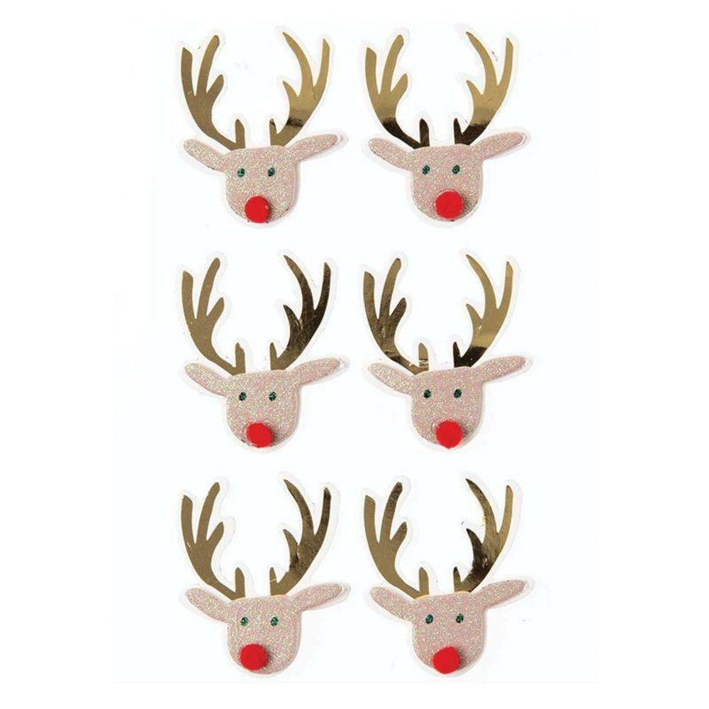 6 stickers 3d - rennes de noël