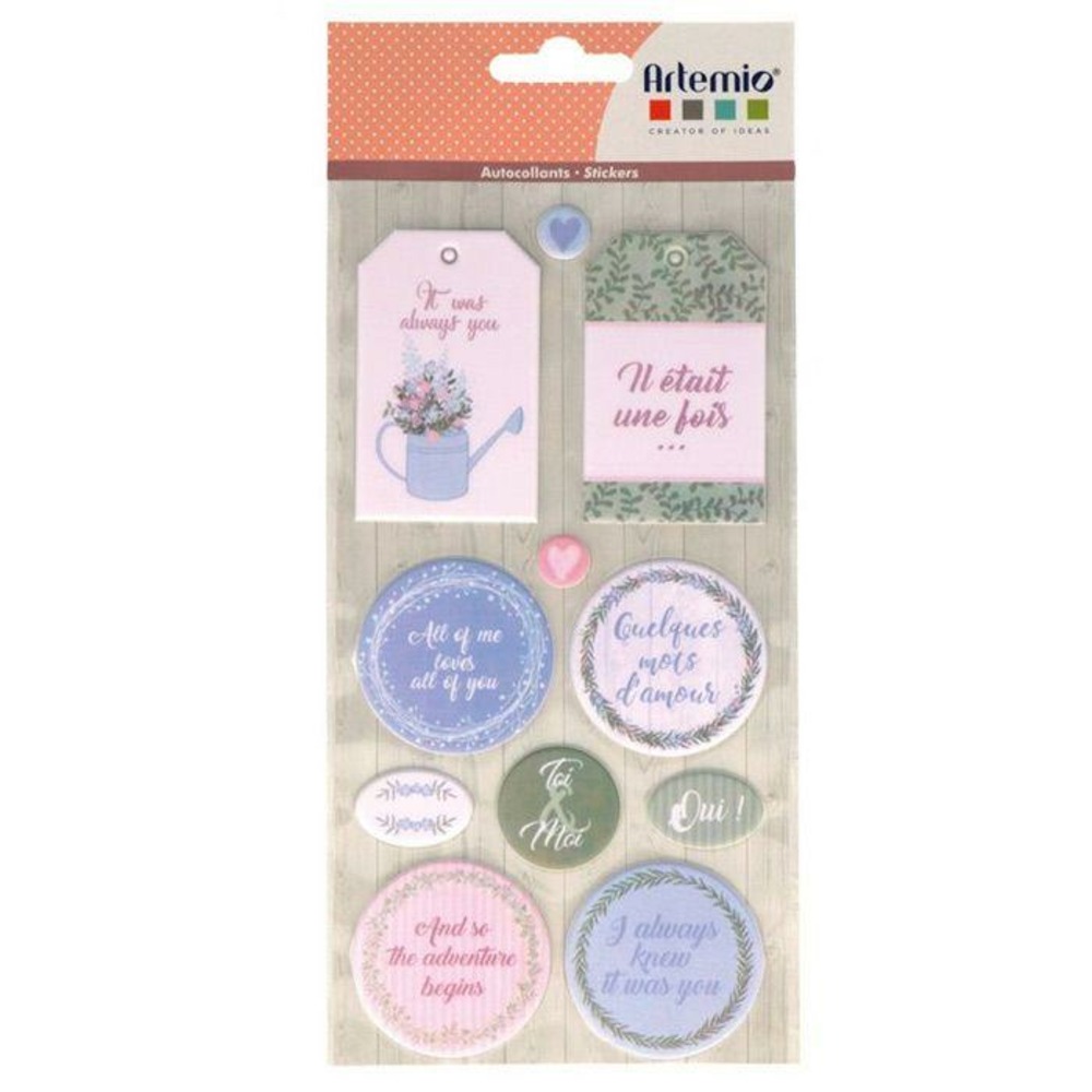 Autocollants puffies xl - love story