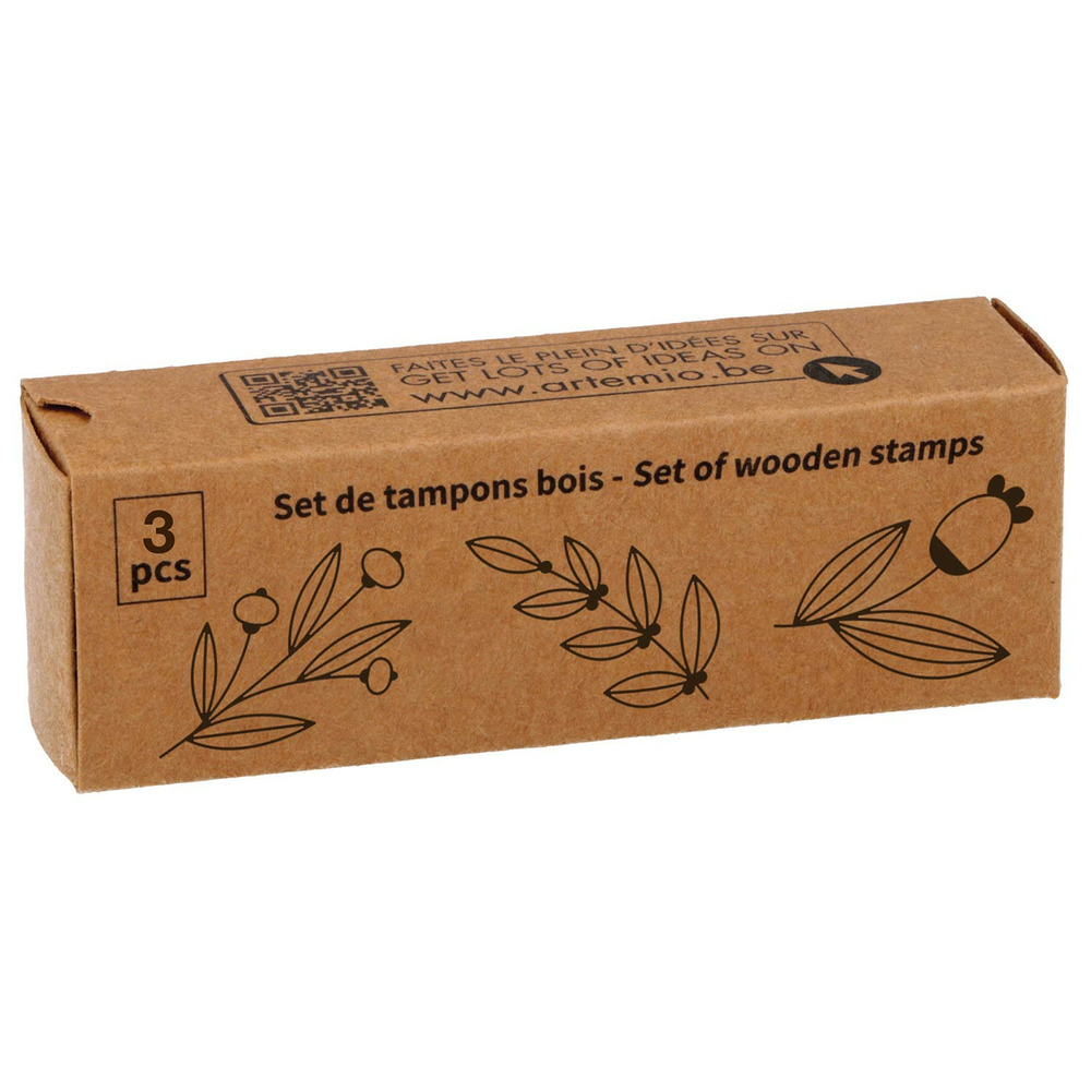 3 tampons en bois - feuillages