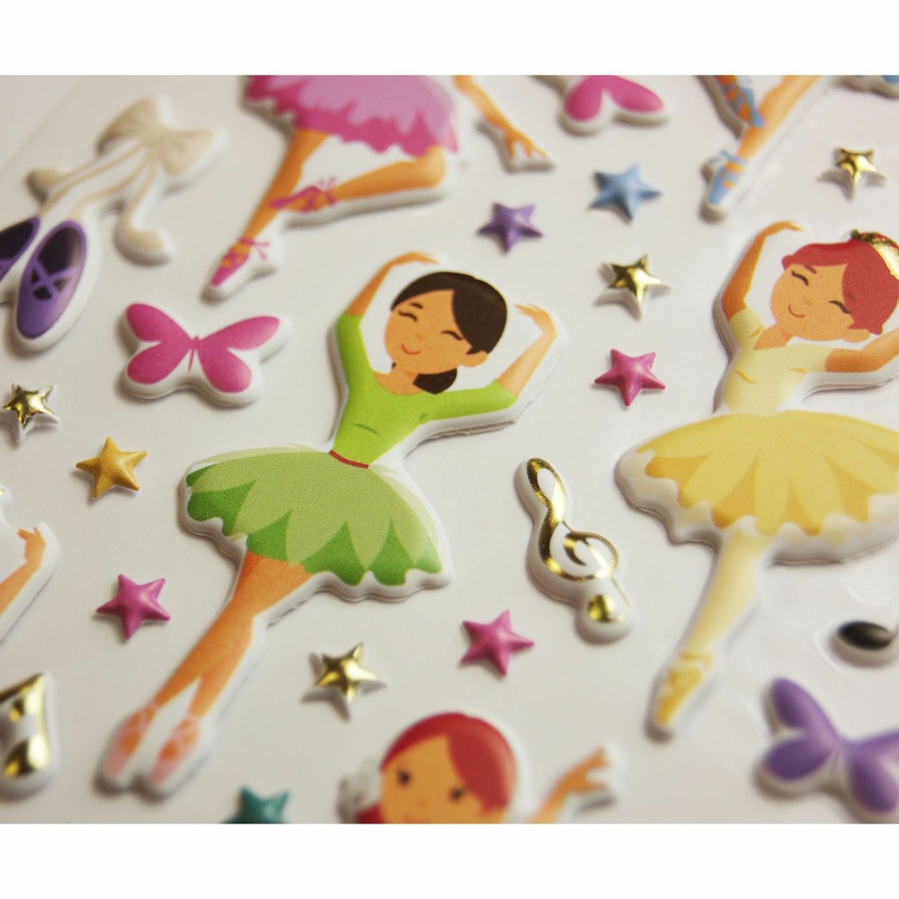 Scène à décorer pour enfants - cours de danse - stickers puffies