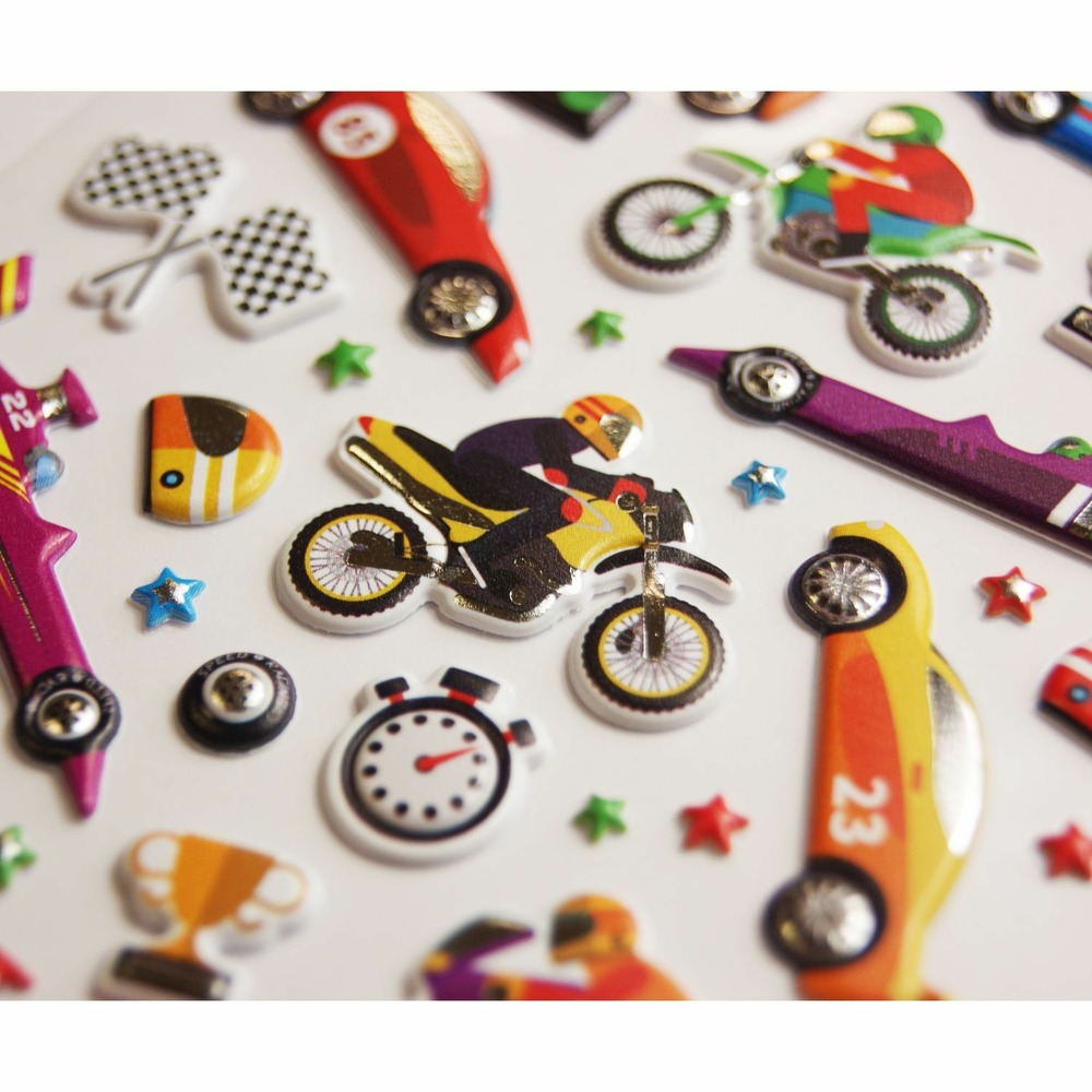 Autocollants réutilisables - relief 3d - voitures et motos