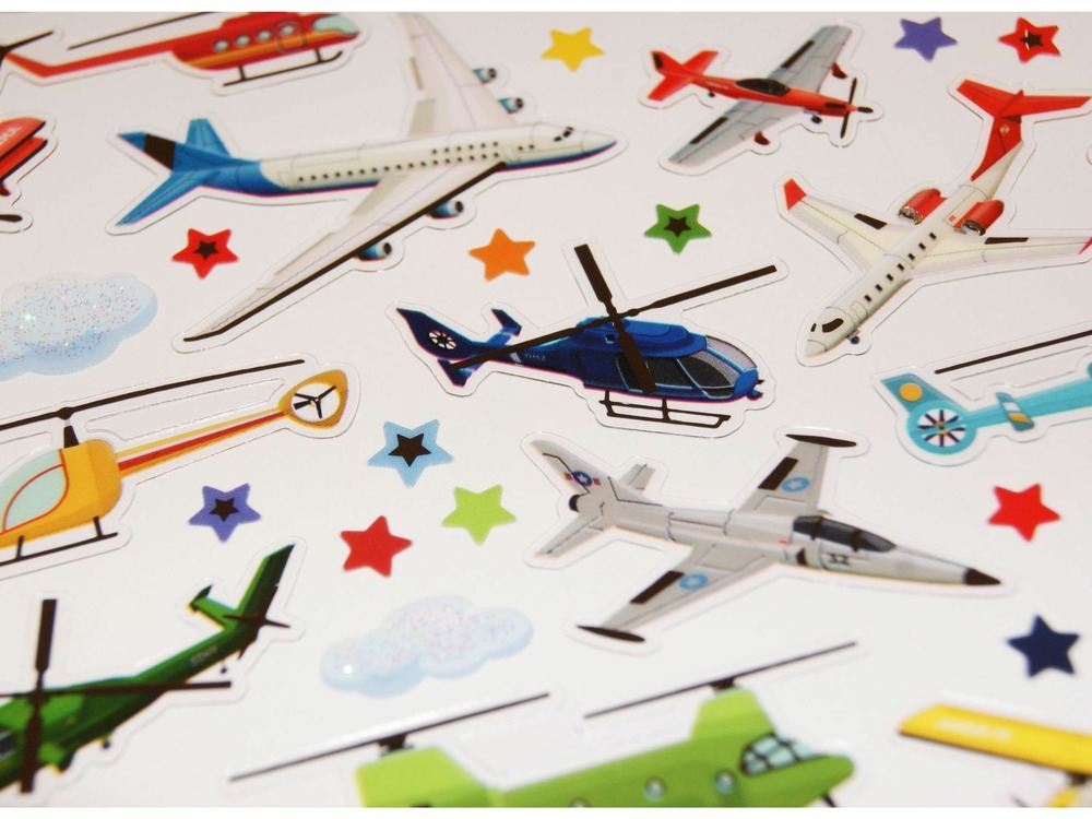 Autocollants - avions et hélicopters - paillettes et dorures