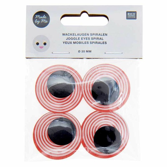 Yeux mobiles ø 35 mm - spirales rouge