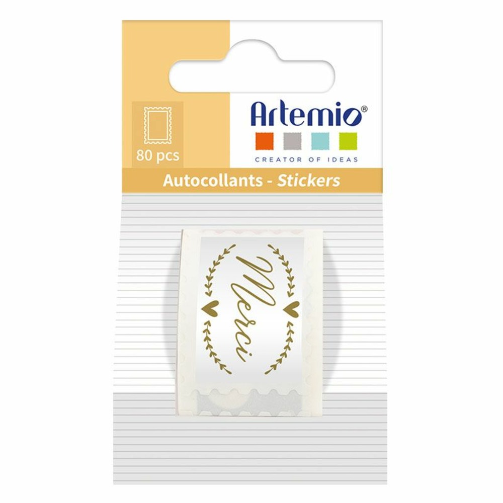 80 stickers merci - 25 x 33 mm